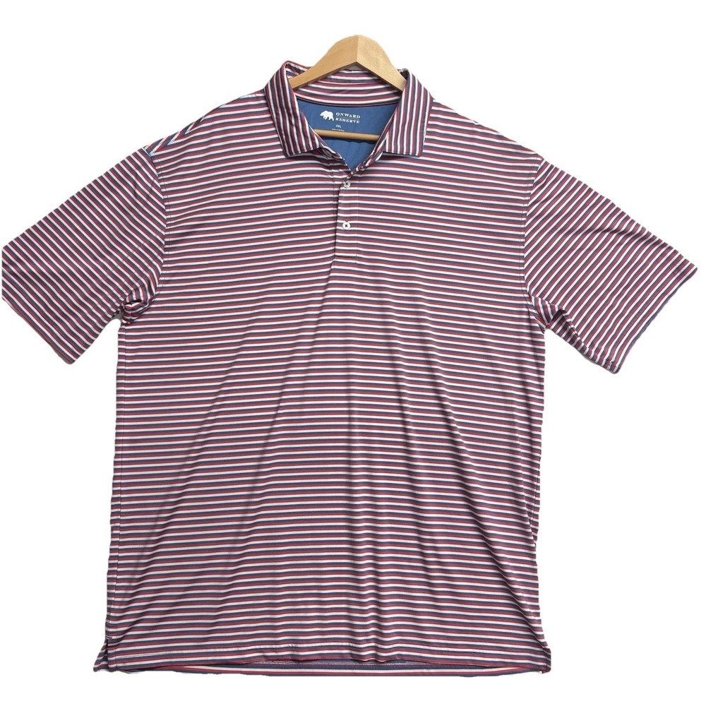 Onward Reserve Men's XXL Red White Blue Striped Golf Polo Short Sleeve Shirt